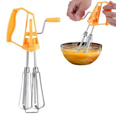Imagem de Batedor de ovos,manivela girat¨®ria de a?o inoxid¨¢vel chicote manual batedor de ovos misturador furadeira ferramenta de cozimento para cozimento de cozinha(Orange), batedor de ovos Batedor Ovos M