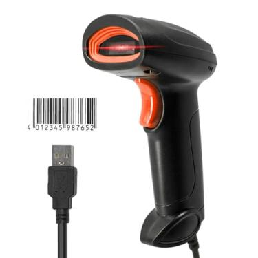 Imagem de CIADAZ Leitor de código de barras 1D Conexão com fio USB Cabeça de digitalização CCD para códigos de papel e tela Compatível com Windows Android Linux Sistema Mac para supermercado Varejo Biblioteca