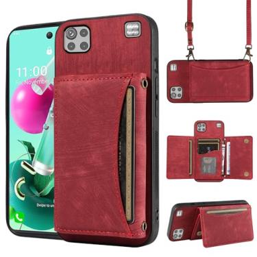 Imagem de Capa de telefone para LG K92 5G capa carteira com alça de ombro transversal e suporte de cartão de crédito de couro bolso fino acessórios celular flip LGK925G K 92 92K LMK920AM Q92 G5 mulheres meninas