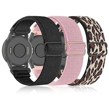 Imagem de Bolesi Pacote com 3 pulseiras de relógio de nylon elástico de 18 mm para Garmin Venu 2S/Vivoactive 4S/Vivoactive 3S, pulseira esportiva macia de liberação rápida, pulseira elástica para homens e mulheres