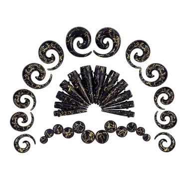 Imagem de Qmcandy Kit de alongamento de orelha 00G-20 mm, 36 peças, kit de alargador de túnel de acrílico grande, conjunto espiral, Zircônia cúbica