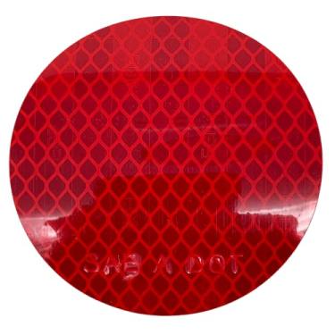 Imagem de Refletor de prisma redondo DOT-SAE de 7,6 cm âmbar/vermelho de alta visibilidade | forte adesivo/impermeável | Trailer Camper RV Flat bed Fender Property Boat MarineAll Star Truck Parts Qty 100 vermelho RS3INR