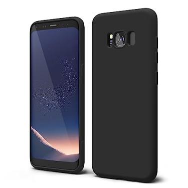 Imagem de oakxco Capa de telefone projetada para Samsung Galaxy S8 com aderência de silicone, capa de telefone de gel de borracha macia para mulheres e meninas, fina, flexível, protetora TPU 5,8 polegadas, preta