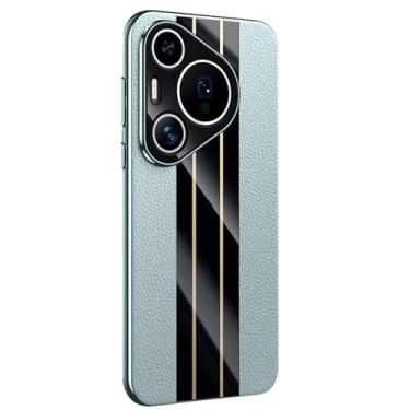 Imagem de HAZARA Capa de negócios para Huawei Pura 70 Ultra/70 Pro/70 Pro+/70, capa de couro legítimo, capa de telefone de proteção com tudo incluso para câmera de lente, azul, 70