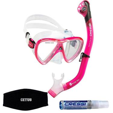 Imagem de Kit de Mergulho Máscara+Respirador Cressi Ikarus Semi Dry + Anti Fog Sea Gold + Strap-Unissex