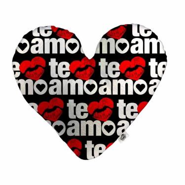 Imagem de Almofada Coração Pelúcia Te Amo Beijo Namorados Tamanho:M