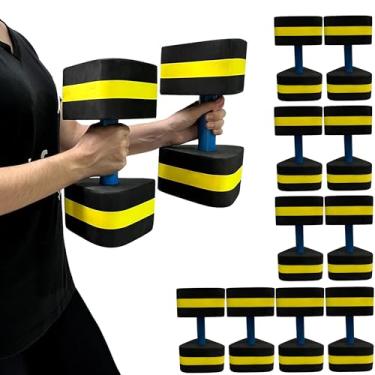 Imagem de Kit 5 Pares de Halteres Para Hidroginástica Em EVA DF1107-PT G Preto e Amarelo Dafoca Sports