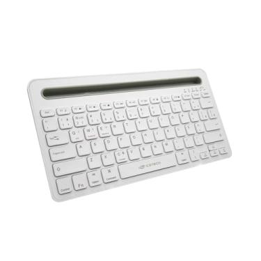 Imagem de Teclado C3Tech sem fio Bluetooth Multi Device K-BT100WH Branco, varios dispositivos, Teclas baixas chocolate, Bateria recarregavel, compativel com Windows, MacOS, iOS, Android