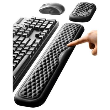 Imagem de Conjunto de descanso de pulso para teclado e mouse da VAYDEER acolchoado com espuma de memória e suporte de descanso de mão para escritório, computador, laptop, Mac Typing e alívio da dor no pulso (conjunto grande)
