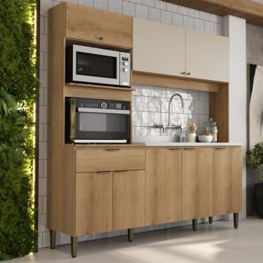 Imagem de Cozinha Compacta 8 Portas 1 Gaveta Floripa THB - Capucino / Off White