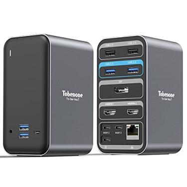 Imagem de USB C Docking Station Dual Monitor for MacBook Pro/Air（Not M1/M2/M3）, Triple Display Laptop USB-C Hub, Type C Dock with 2 4K HDMI, DP, PD3.0, 7 USB, RJ45, 3.5mm Audio