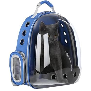 Imagem de Mochila De Transporte Para Pets Cachorros E Gatos Com Ventilação Transparente E Visão Panorâmica Bolsa Astronauta de Passeio - YODHE (Azul)