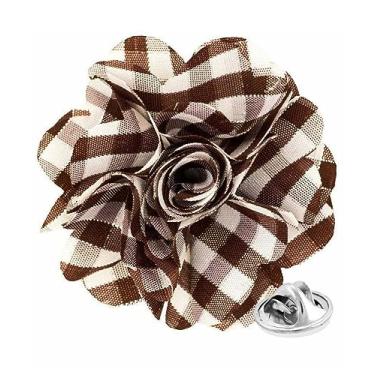 Imagem de Vittorio Vico Broche de lapela de flor xadrez formal masculino premium - Boutonniere para homens, broche de flor, 2.5" (6.36CM), Poliéster, Não aplicável