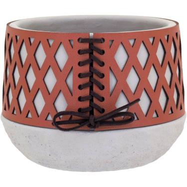 Imagem de Vaso Decorativo Enfeite Casa Cimento 14x10x10cm Marrom Cachepô