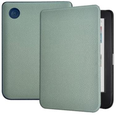 Imagem de Caweet Capa para Kobo Clara Color/Kobo Clara BW 15 cm versão 2024, capa de couro PU ultraleve com despertar/hibernar automaticamente, verde