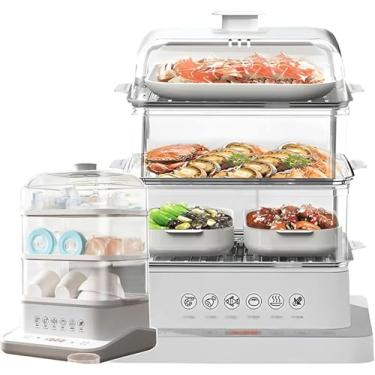 Imagem de Vaporizador de alimentos (40L), Vaporizador elétrico com ciclo de vapor 360 °, Vaporizador removível de 3 camadas + Dobrável de 800w + Reserva de 12h + Queimadura anti-seca, para vegetais, c