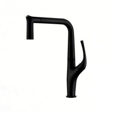 Imagem de Torneira de cozinha de luxo com filtro de água, torneira de latão para cozinha, montada no deck, torneira de pia preta, misturador de 3 vias, torneira de cozinha, preta