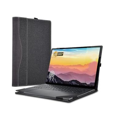 Imagem de WODBAO Capa para laptop 2023 para Dell Inspiron 15 3000/3530/3520/3510/3515/3511 e Vostro 3530/3520/3510/3515 de 15 polegadas, capa de couro PU com proteção contra quedas e arranhões, cinza escuro