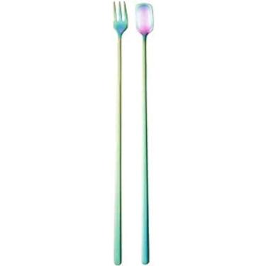 Imagem de Conjunto 4 Peças Colher e Garfo Aço Inox Long Drink Rainbow 