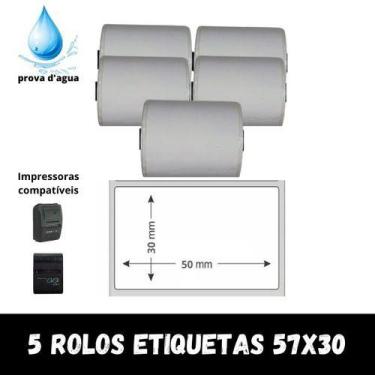 Imagem de Etiqueta Adesiva 57x30 Prova D'agua P/ Mini Impressora 58mm - Xd Mega,