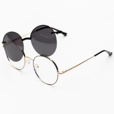 Imagem de Óculos Clipon Sol Armação Feminina Grau Metal 2 em 1-Round Paris / Óculos Sunrise-Feminino
