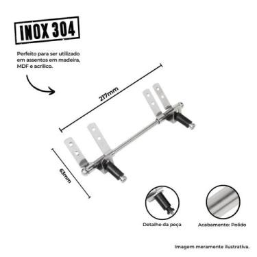 Imagem de Dobradiça de Inox para Reparo Tampa tabua de Assento Vaso Sanitário - 