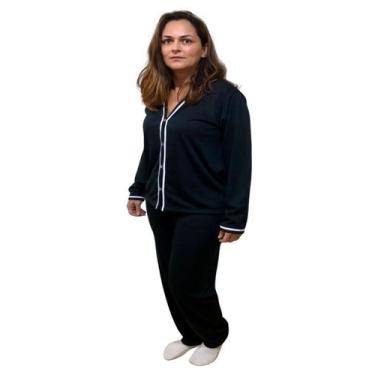 Imagem de Pijama Inverno Feminino Americano Liso - Wju Jeans, Preto, GG