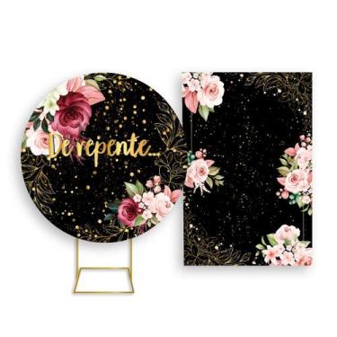Imagem de Painel De Festa Redondo 1,50x1,50 + Painel Vertical 1,50x2,20 -  Flore