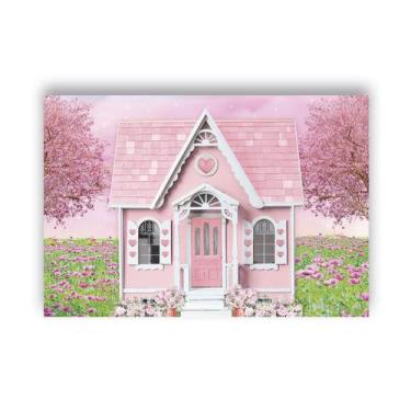 Imagem de Fundo Fotográfico 2,20 x 1,50 - Jardim Florido Com Casinha 014 - Via C