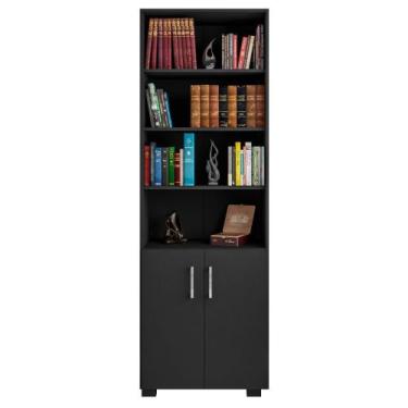 Imagem de Estante Para Livros Multiuso Livreiro Preto E Porta Pequena - Móveis L