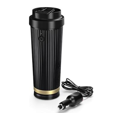 Imagem de Copo aquecido, suporte de copo de carro, caneca térmica inteligente | Interruptor de um toque | Caneca de café de 340 g | Garrafa de aquecimento e resfriamento inteligente para carro, aquecedor de