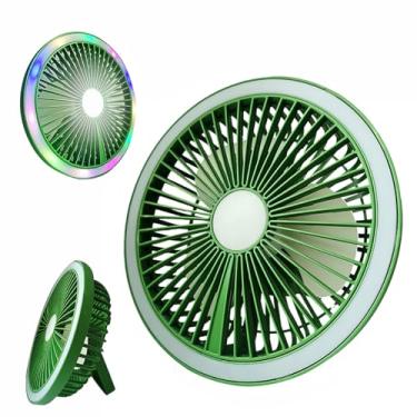 Imagem de YULOMI Ventilador multifuncional portátil com luz LED, modos vertical e suspenso, para casa, viagens ao ar livre