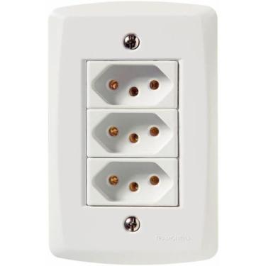 Imagem de Tomada Tripla 2P+T 20A 250V Lux Br - Tramontina - Tramontina Lux2