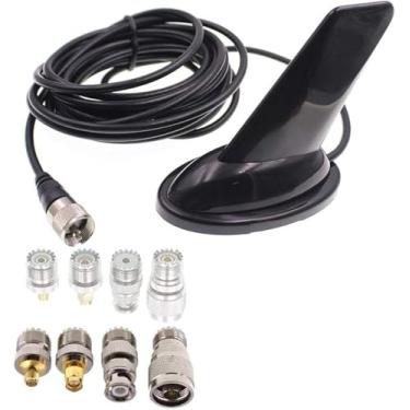 Imagem de Antena Anysecu Dual Band Mobile Radio Anttena Shark Fin 136-174MHz e 400-470MHz com 4 adaptadores para Baofeng UV-5R UV-82 UV-9R TH-UV8000D Walkie Talkie QYT KT-8900D KT-7900D