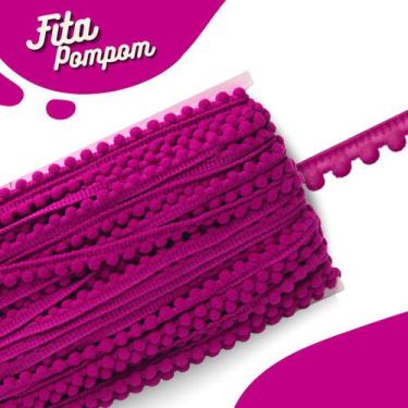 Imagem de Fita Pompom Rosa Escuro 10mm Rolo Com 25 Metros - Nybc
