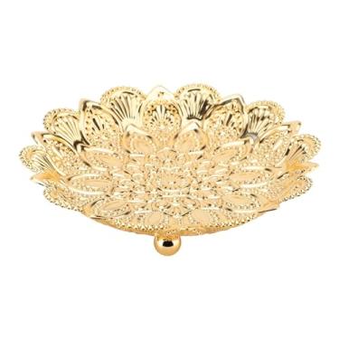 Imagem de Bandeja de Servir, Bandeja de Servir Turca Redonda Vintage Portátil Prática Com Padrão Em Relevo Forma de Flor Leve Retro Elegante Requintado Metal café chá Servindo Bandeja