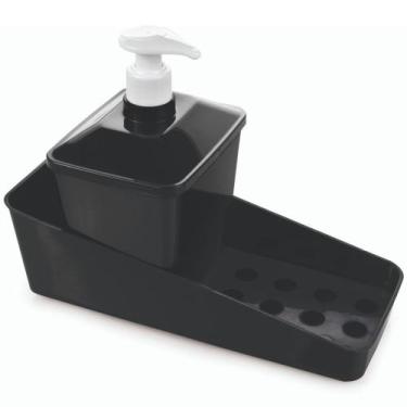 Imagem de Porta detergente com suporte para bucha preto Plasutil ref.13969