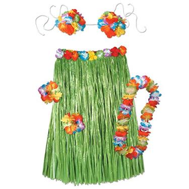 Imagem de O conjunto de roupa infantil Hula inclui: saia, (top de biquíni, pulseiras/tornozeleiras, Lei) acessório de festa (1 unidade) (1/pacote)