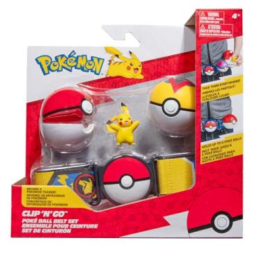 Imagem de Pokémon Pikachu Clip ‘N’ Go Belt Set - 2-Inch Pikachu Battle Figure with Clip ‘N’ Go Belt Plus Poké and Level Ball Accessories