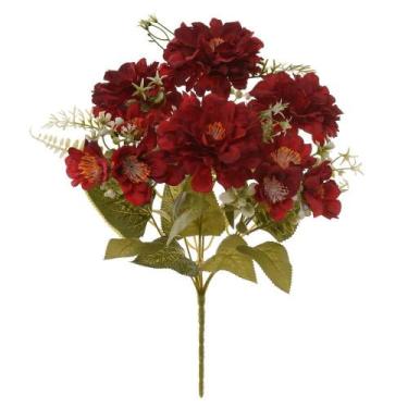 Imagem de BUQUE DE FLORES CRISANTEMO X7 VERMELHO 42cm - Flor Arte