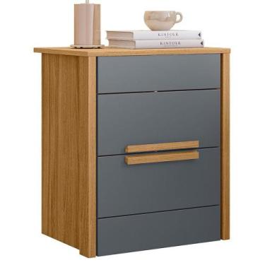 Imagem de Mesa de Cabeceira Dhara 2 Gavetas - Moval, Freijó/Cinza