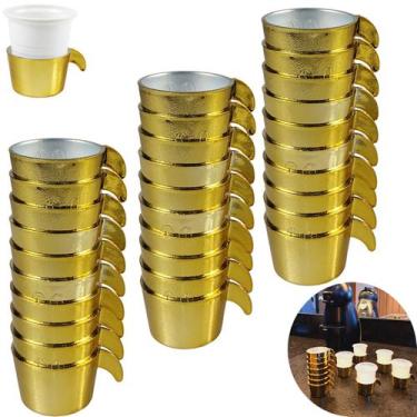 Imagem de Conjunto Copete 30 Porta Copos Descartavel Cantinho Cafe Plastico Dour