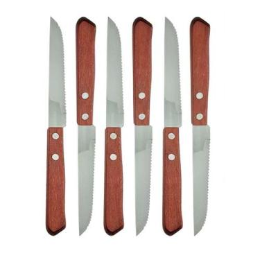 Imagem de Conjunto 6pçs Facas Churrasco Cabo Madeira Aço Inoxidável - Gici Chris
