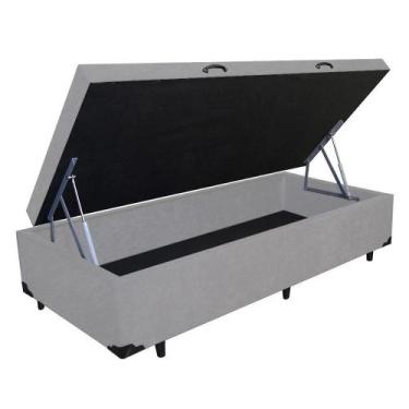 Imagem de Base Cama Box Baú Solteiro Material Sintético Cinza 43x88x188 - Sonho 
