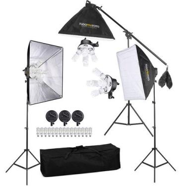 Imagem de Estúdio de Iluminação ARES 675W c/ Softboxs 50x70 e Lâmpadas - 110V - 
