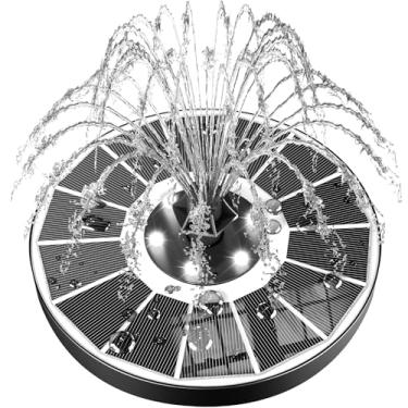 Imagem de SZMP Fonte solar atualizada, painel 100% de vidro, bomba de água flutuante alimentada por energia solar de 3,5 W, bateria embutida 2000 com 7 bicos e 4 fixadores, fontes solares de banho de pássaros