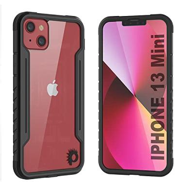 Imagem de Punkcase Projetada para iPhone 13 Mini [Avenger Defense Series] Capa protetora de grau militar com moldura de alumínio [parte traseira transparente] Melhor proteção contra quedas para iPhone 13 Mini (5,4 polegadas) (2021) (preto)