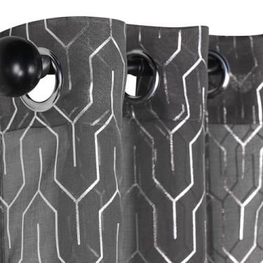 Imagem de Superior Cortinas transparentes, cortinas perfeitas para luz natural, detalhes de janela de treliça, decoração contemporânea moderna, coleção Cormac, conjunto de 2 painéis, 8 ilhós, 132 x 213 cm,