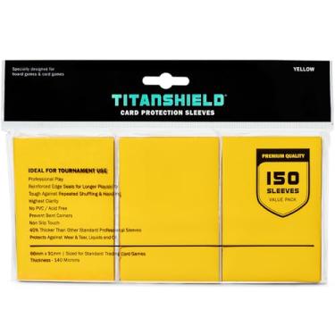 Imagem de TitanShield (150 Sleeves, Yellow Compatible with Standard Sized Board Games, MTG Magic The Gathering, Lorcana, and Trading Card Sleeves Deck Protector 2.5" x 3.5" 66x91mm