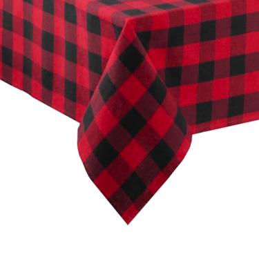 Imagem de Elrene Home Fashions Toalha de mesa Farmhouse Living Holiday Buffalo Check 152 x 213 cm Oblongo/retangular, vermelha/preta